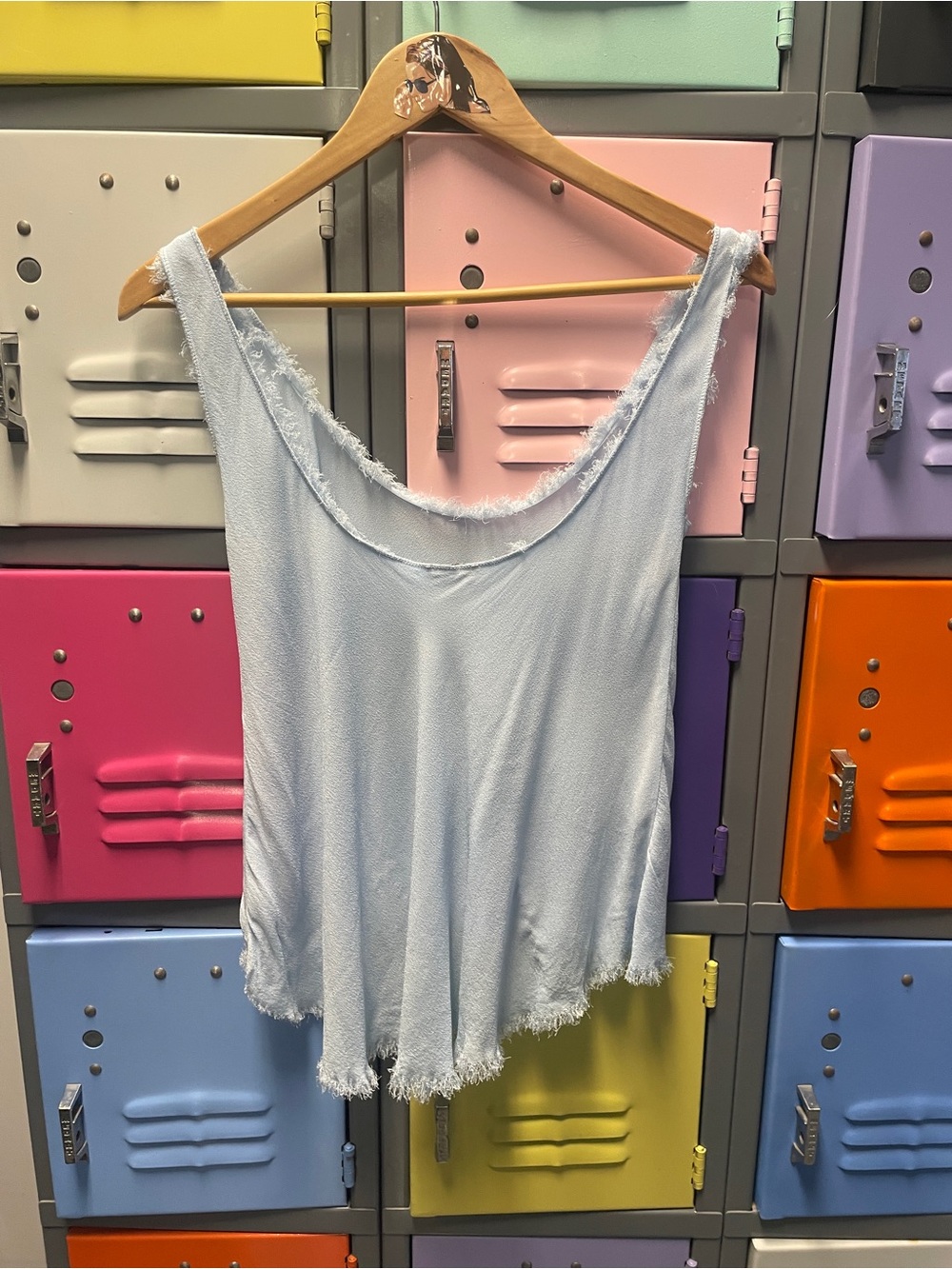 Light Blue Paola Bellandi Raw Edge Tank Top